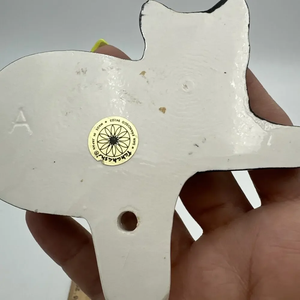 Set Of 3 Vintage Takahashi Ceramic Tuxedo Cats Wall Hooks Japan